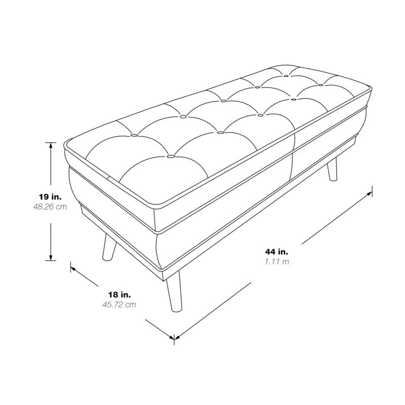 OS Home and Office Furniture Model Katheryn Storage Bench - Tangerine Fabric
