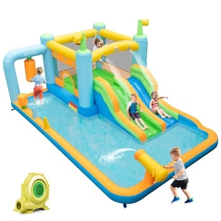 Costway Inflatable Water Slide Giant Kids Bounce House Park Splash - as pic shows - See Details