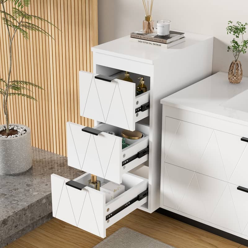 Bathroom Vanity Sink Combo Wall Mounted Cabinet Vanity Set with Side Cabinet