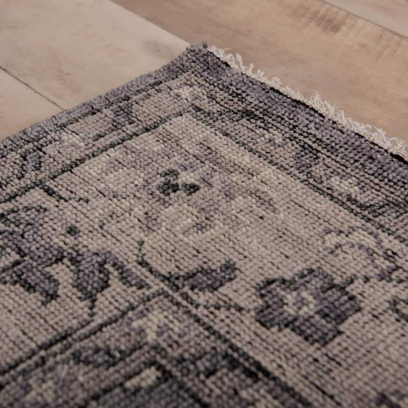 Alora Decor Antique Hand-Knotted Gray and Beige Medallion Rug