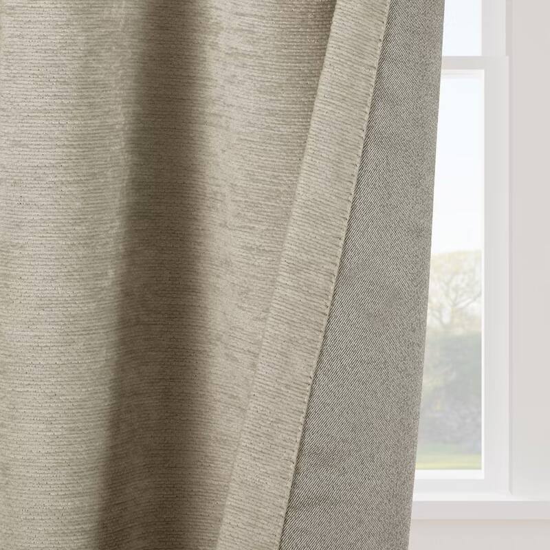 Chenille Solid Room Darkening Back Tab Single Curtain Panel