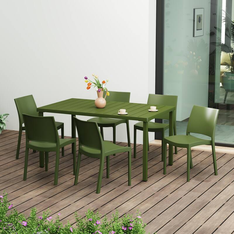 Frond and Form 6-Person Outdoor Rectangular Dining Set