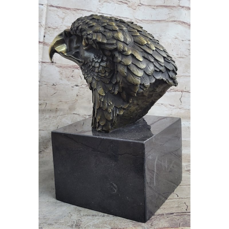 Signed Original Impressive Large Eagle Bird Wild Life Marble Base Figurine Decor