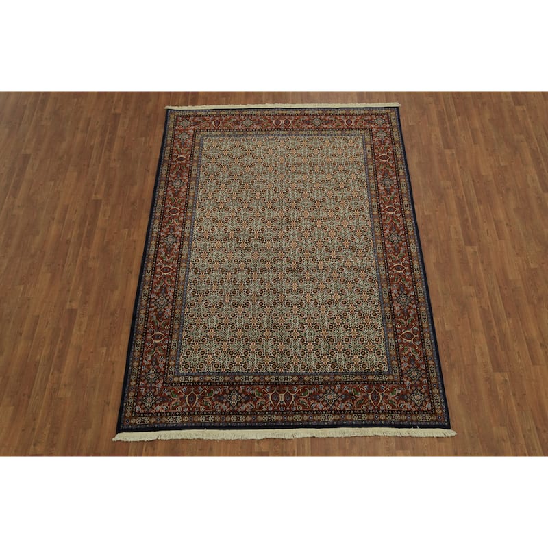 Hand Knotted Oriental 100% Wool Carpet Traditional All-Over Beige & Ivories Mood Area Rug - 9' 6'' X 6' 8''
