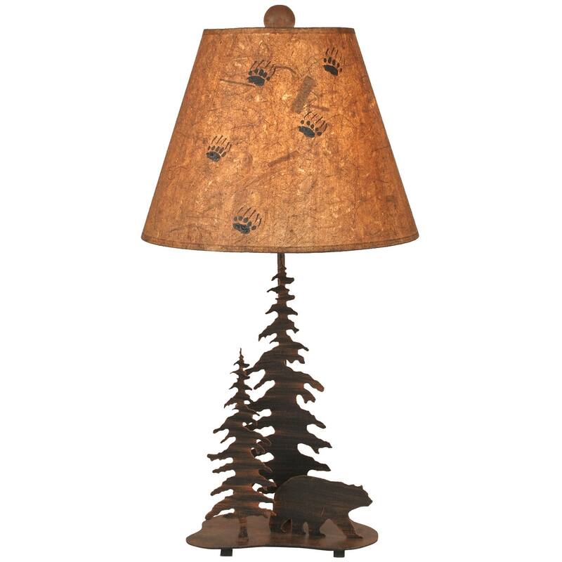 Rustic Iron Nature Scene with Pine Trees - Bear