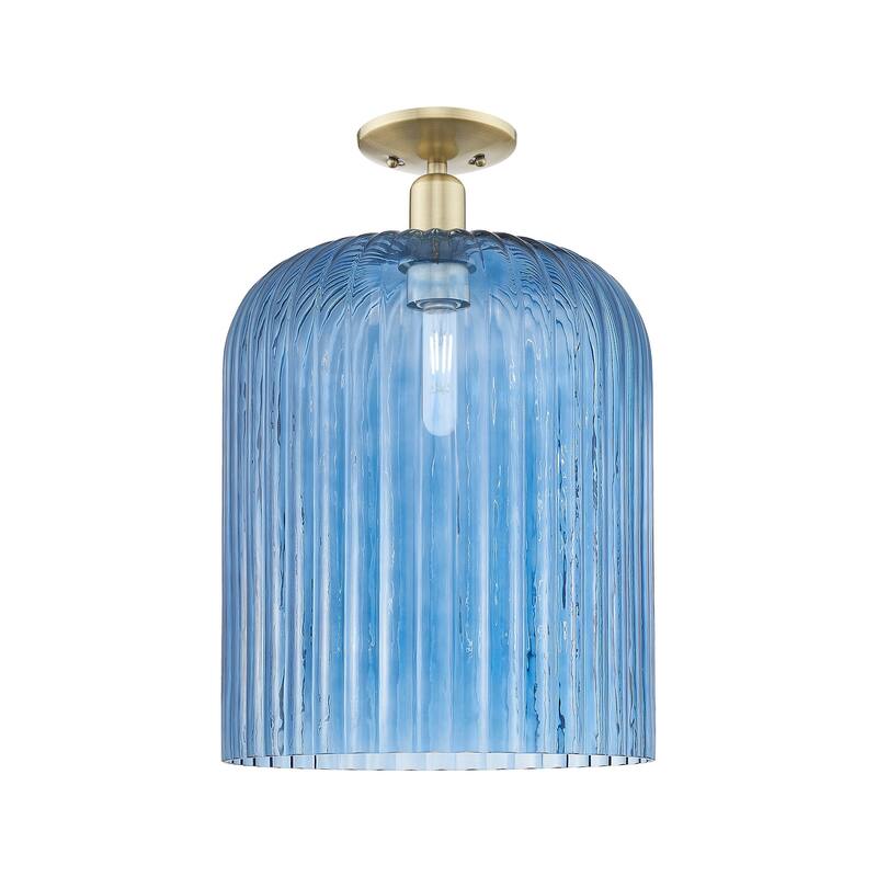 Innovations Lighting 716-1C-19-12 Bridal Veil Semi-Flush Bridal Veil - Antique Brass / Blue