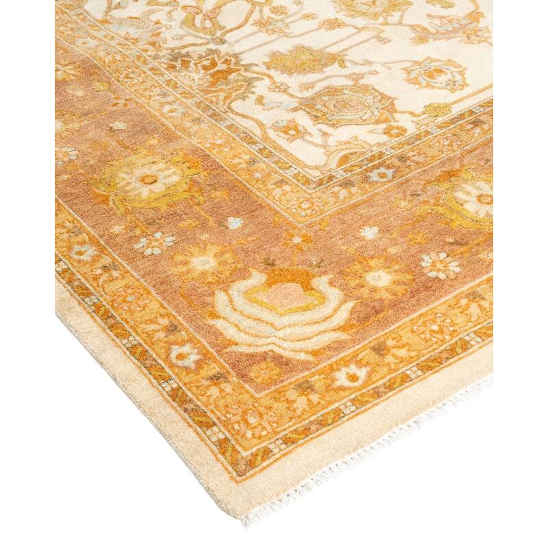 Overton Hand Knotted Wool Vintage Inspired Traditional Mogul Ivory Area Rug - 6' 1" x 9' 1"