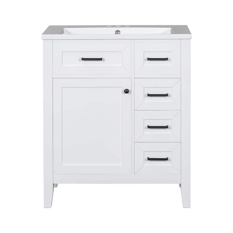30" Solid Bathroom Vanity with Sink Set, Bathroom Cabinet with Drawers