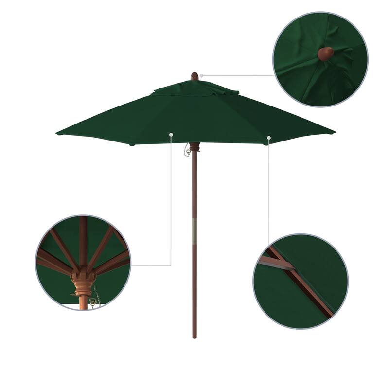 Port Lavaca 7.5ft Round Wood Umbrella by Havenside Home, Base Not Included