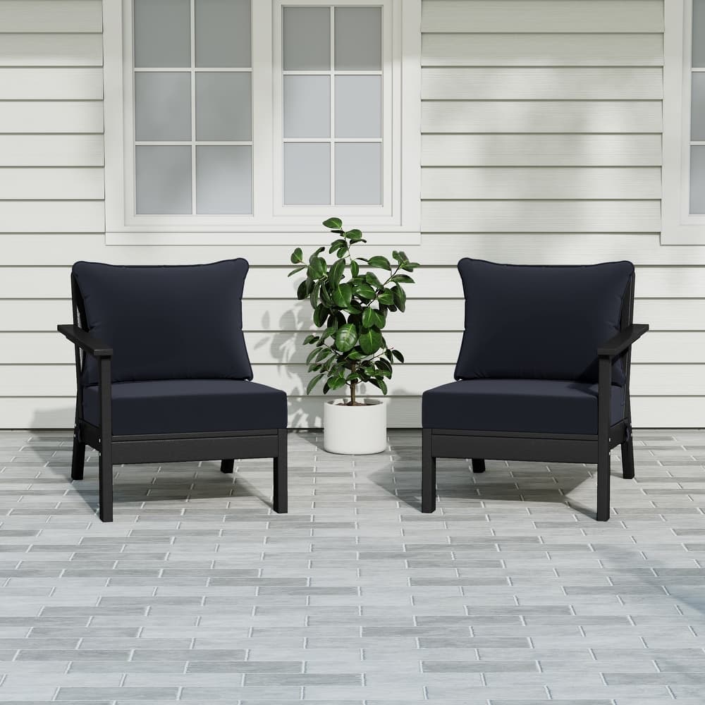 Birchwood All Weather HDPE Outdoor Patio Deep Seating Black Loveseat (2-Piece)