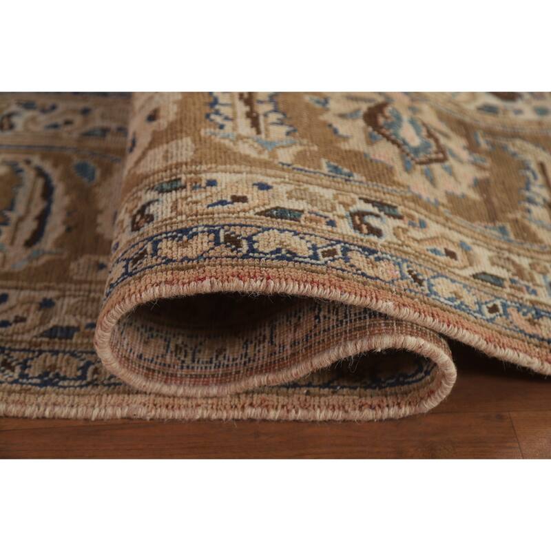 Hand Knotted Oriental 100% Wool Carpet Traditional Floral Peach Mashad Area Rug - 12' 7'' X 9' 9''