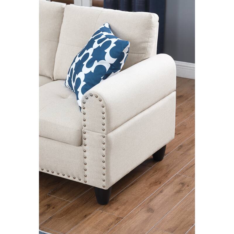Alger 98" Wide Left Hand Facing Sofa & Chaise with Ottoman