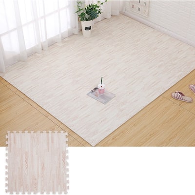 Wellco 24x24 x0.47in.Wood Grain Interlocking Foam Floor Mat,4 Pack - 24*24*0.47 in