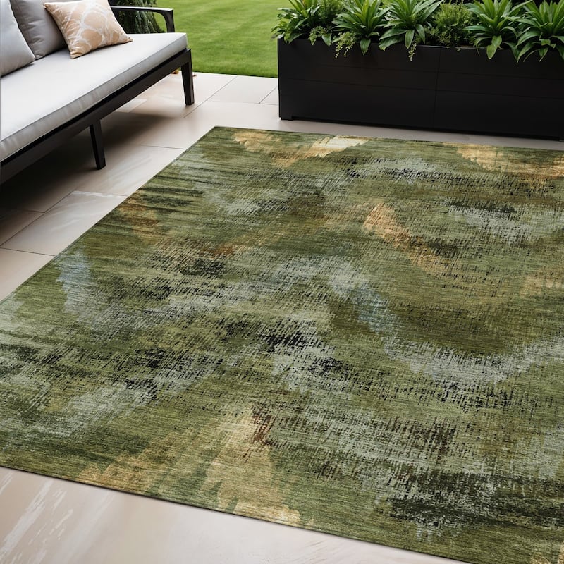 HomeRoots Abstract Transitional Rectangle Outdoor Rug - 5' X 8'