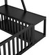 preview thumbnail 16 of 20, Floor Bed Frame with Safety Fence, Metal Floor Bed with Desk and Storage Shelves, Playhouse for Kids