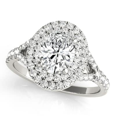 Auriya 14k White Gold Lab Grown Oval Diamond Halo Engagement Ring 0.50 to 5.00 ct. tw. (F-G VS)