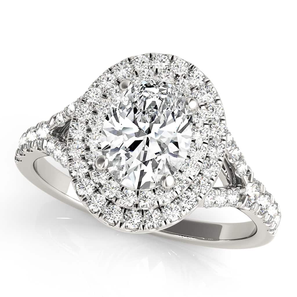 Auriya 14k White Gold Lab Grown Oval Diamond Halo Engagement Ring 0.50 to 5.00 ct. tw. (F-G VS)