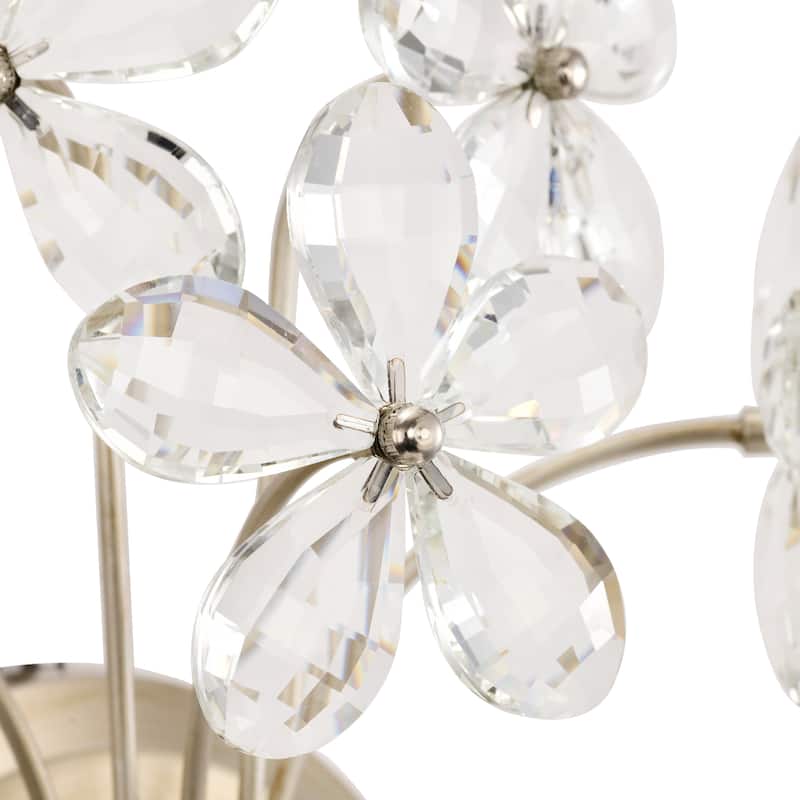 Rosa 1 Light Champagne Daisy Flower Glass Crystal Wall Sconce - 9.6 inches in W x 14 inches in H x 9.3 inches in D
