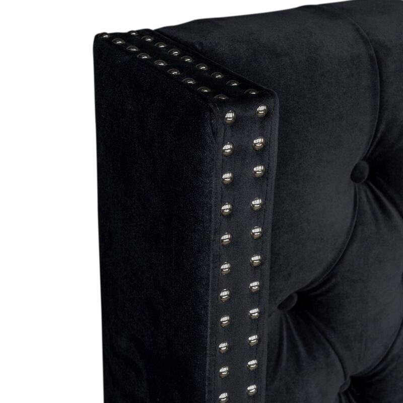 Madison Park Baldwin Upholstered Wingback Headboard with Button Tufting & Nailhead Trim