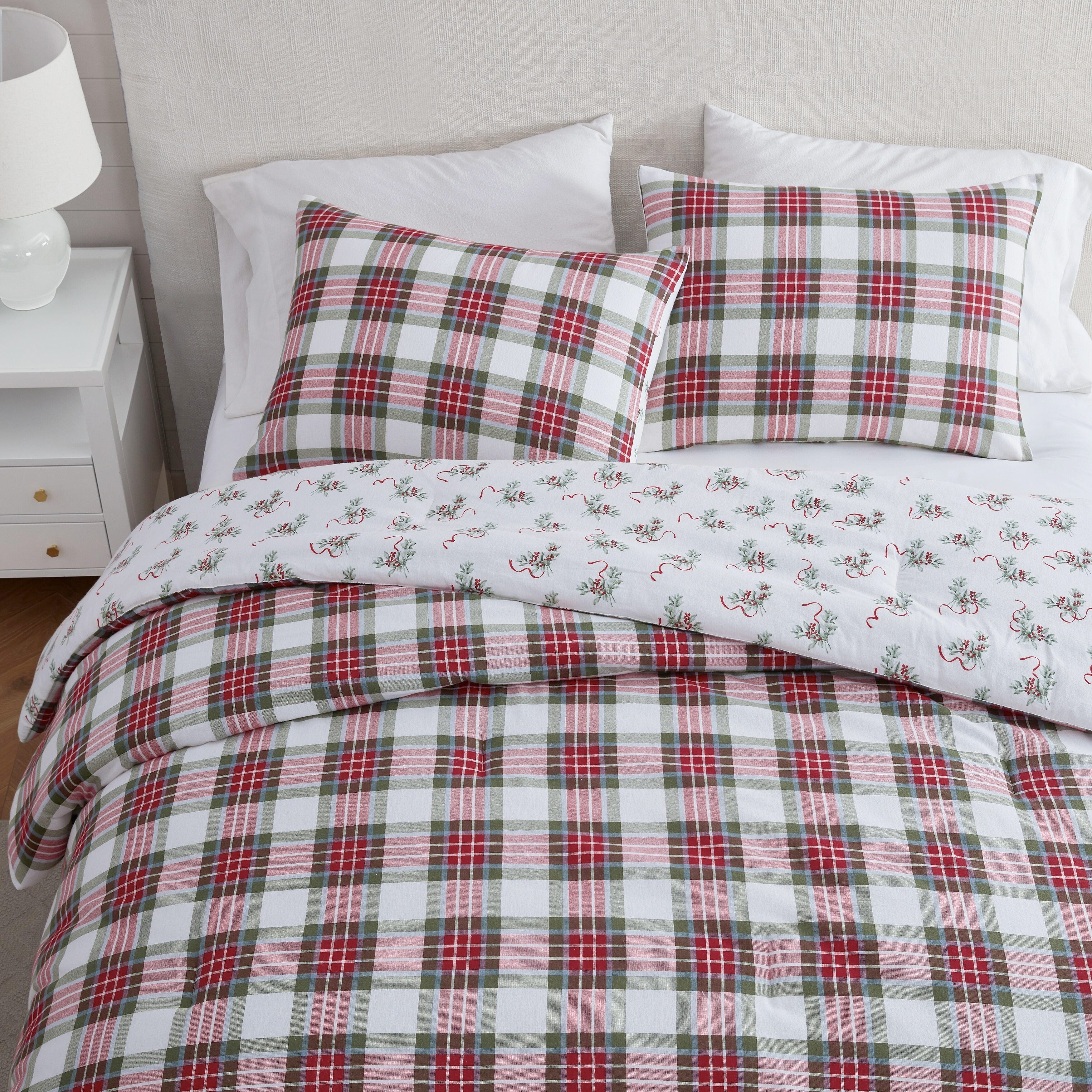 Martha Stewart Yuletide Spruce Plaid Cotton Comforter Set, Full/Queen, image size:3500x3500