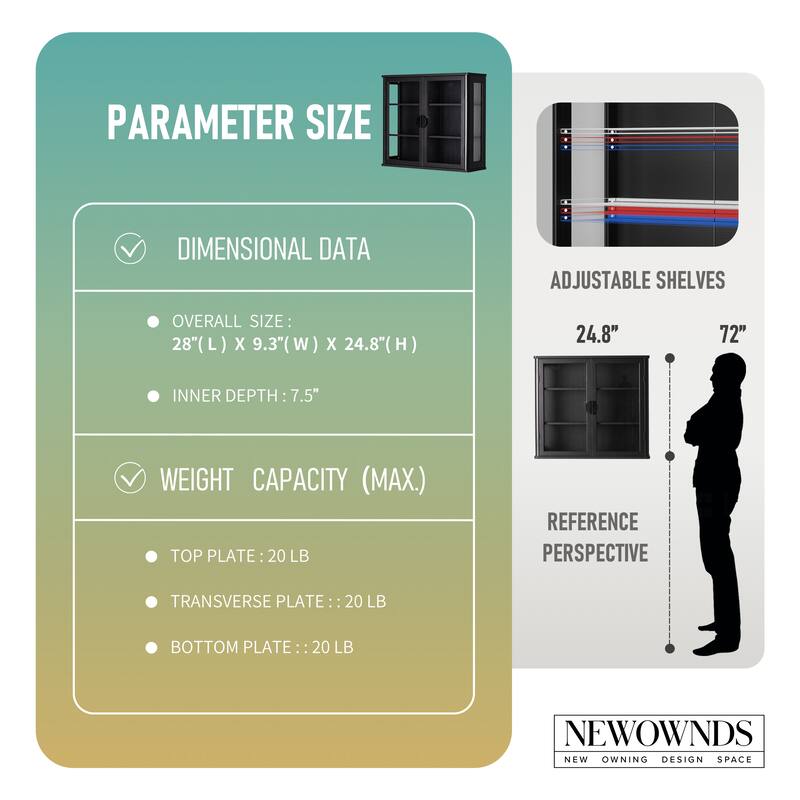 Modern Wall-Mounted Storage Cabinet with Tempered Glass Doors