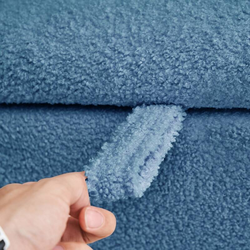 39.5" Off White Boucle Storage Ottoman Bench Sherpa Storage Bench Ottoman Foot Rest End of Bed for Living Room Bedroom,Wood Leg