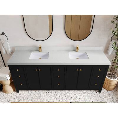 Willow Collections 84 in. W x 22 in. D Chicago Double Bowl Sink Bathroom Vanity with Countertop