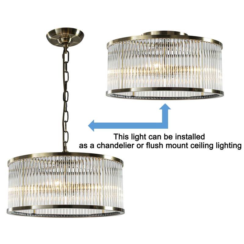 Modern Glam Black / Antique Bronze 4/10-Light Glass Drum Flush Mount Contemporary Ceiling Light For Living Room Entryway