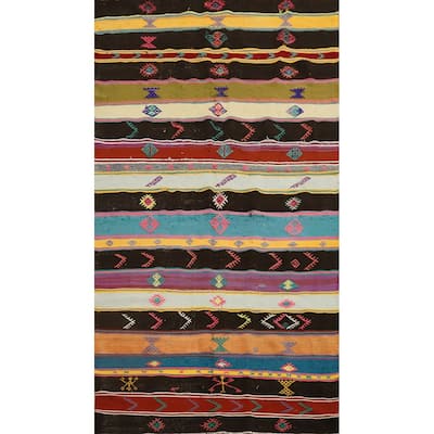 Hand Woven Oriental 100% Wool Carpet Southwestern Tribal Multi-Colored Kilim Area Rug - 9' 8'' X 5' 5''