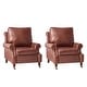 preview thumbnail 5 of 13, Honorio Traditional Genuine Leather Armchair with Solid Wood Legs and Front Casters Set of 2 By HULALA HOME