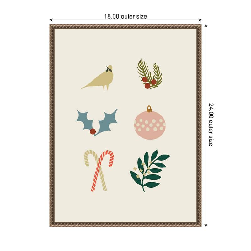 Kate and Laurel Sylvie Beaded Holiday Six Framed Canvas by Hannah Beisang
