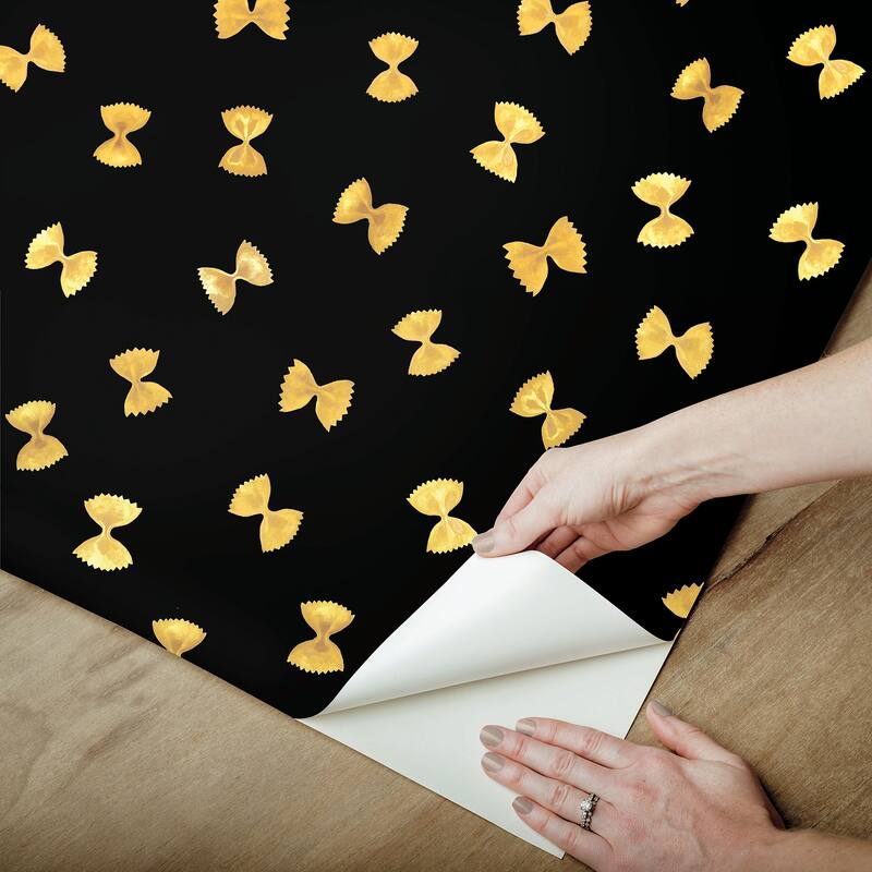 Rachel Antonoff Black Pasta Peel Stick Wallpaper