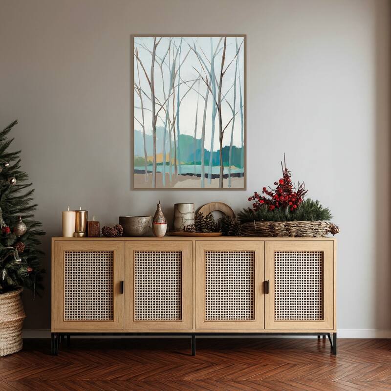 Winter Trees II by Isabelle Z Framed Canvas Wall Art Print - Sylvie Dark Gold