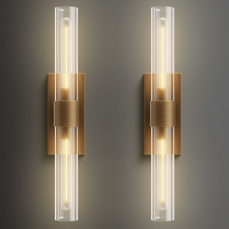 KAYLA Modern Glass Wall Sconces, Indoor Wall Lighting Wall Light Fixtures, Vanity Light with Glass Shade(2-Sets)
