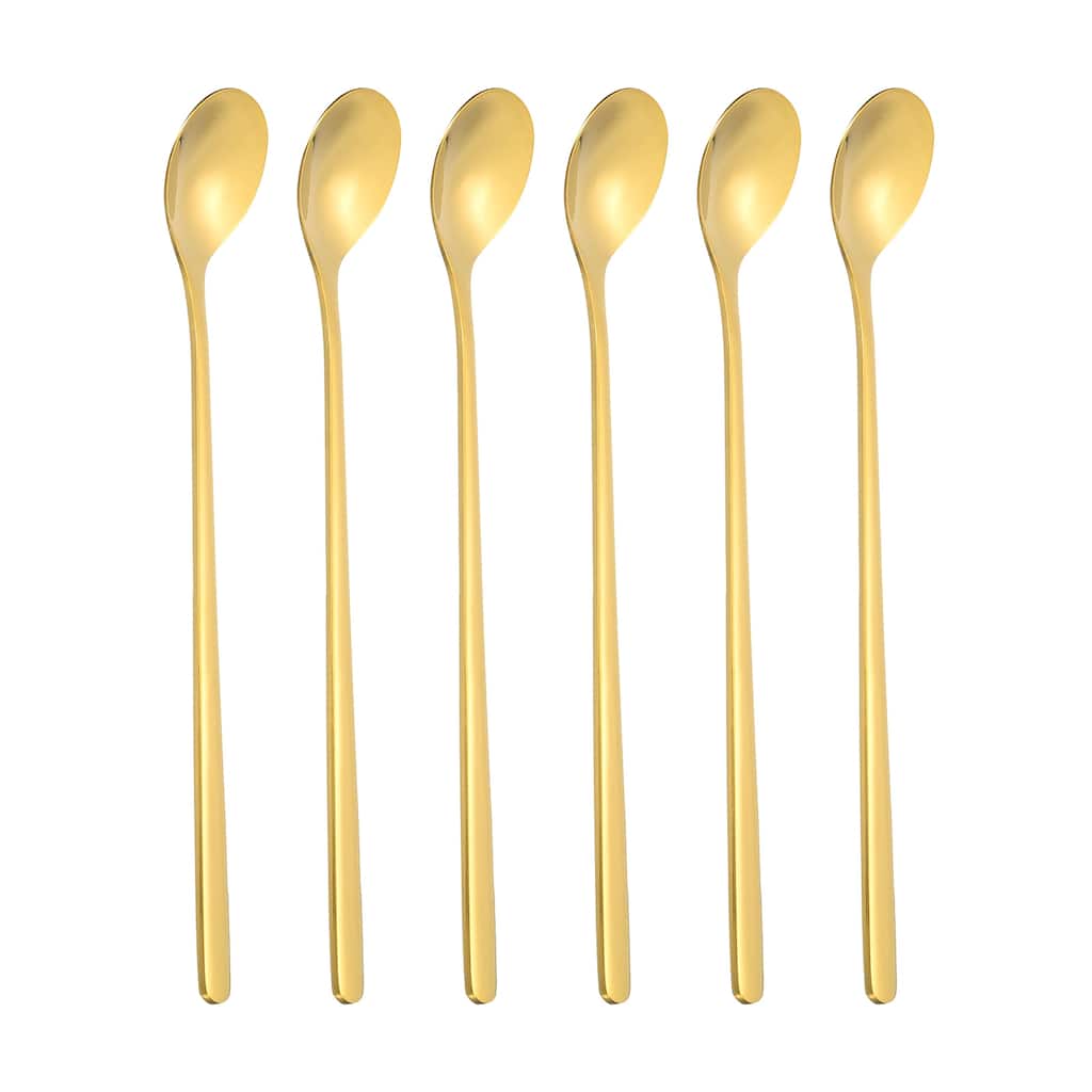 Long Handle Iced Tea Spoon, 6 Pcs 7" Stainless Steel Long Spoons