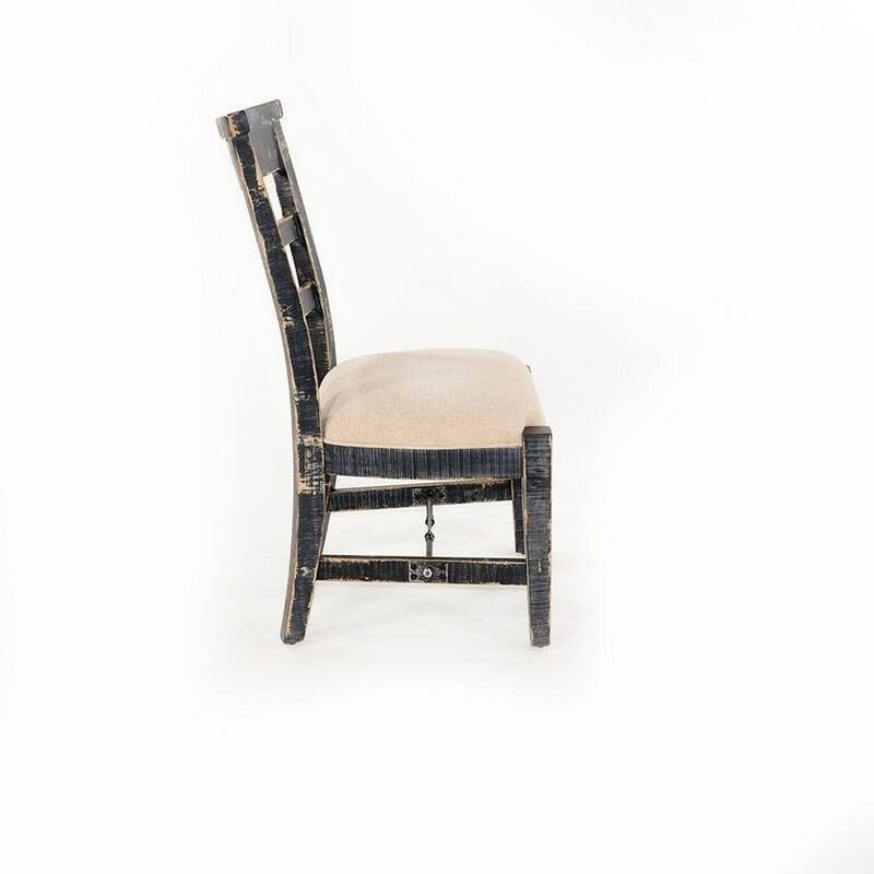 Black/White Fabric Upholstered Wood Frame Dining Chair, Set of 2, Sturdy Dining Chair for Dining Rooms - 19.5