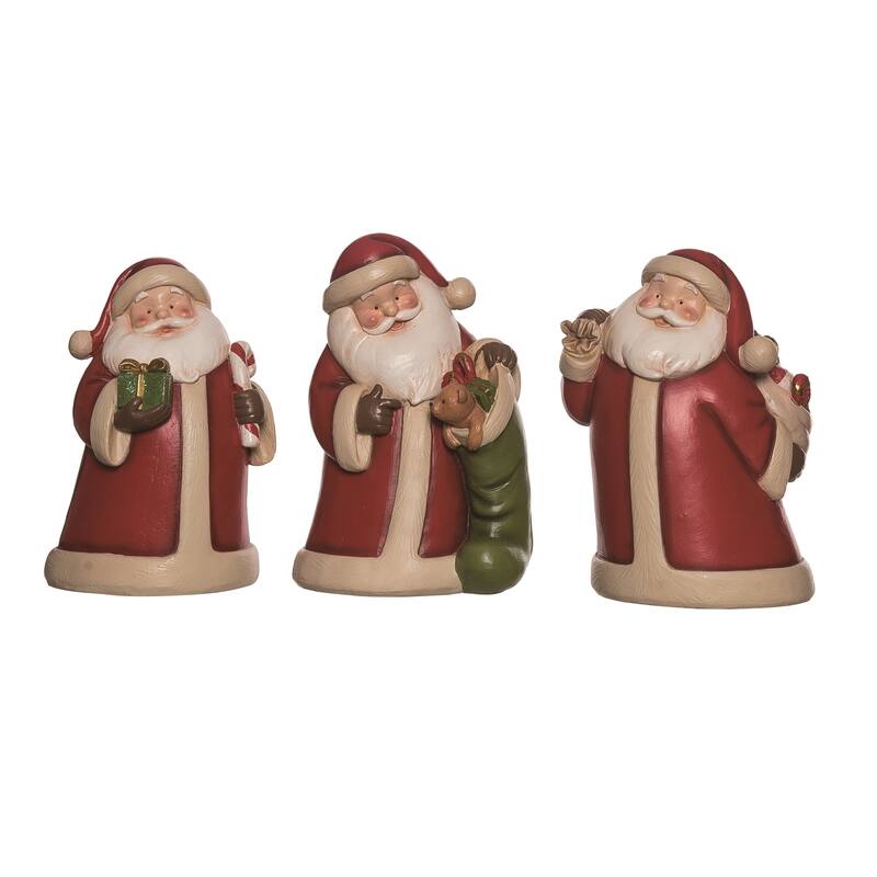 Transpac Resin Chunky Santa Figurine Set of 3 Christmas Home Decorations