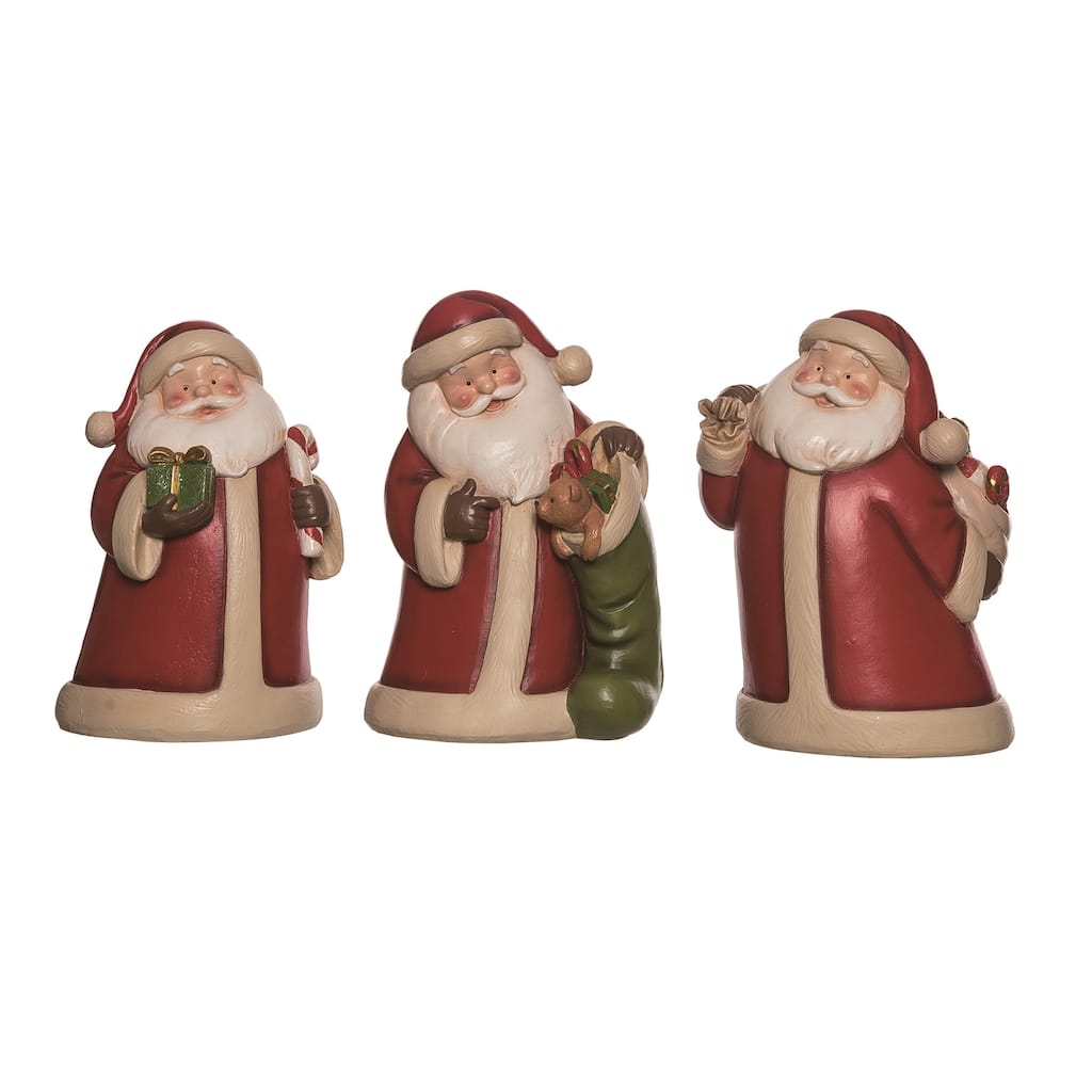 Transpac Resin Chunky Santa Figurine Set of 3 Christmas Home Decorations