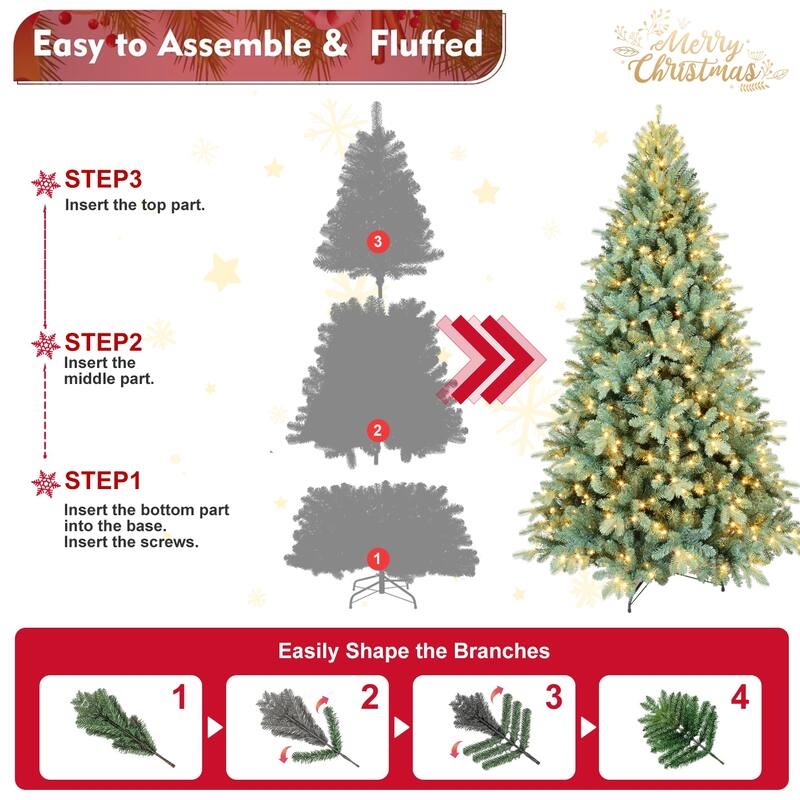 PE&PVC Green Christmas Tree with Lights - N/A