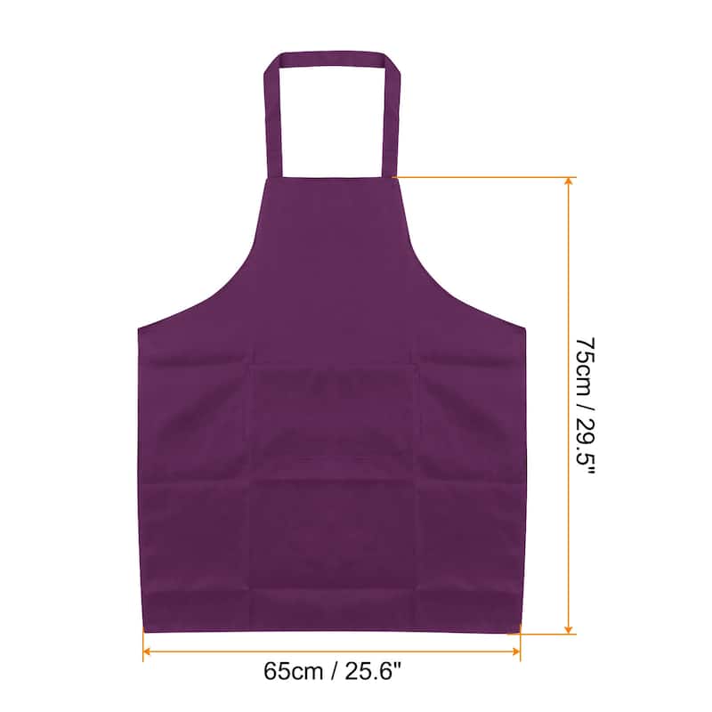 4pcs Kitchen Cooking Aprons 75x65cm Polyester Art Apron - 75cmx65cm - Purple