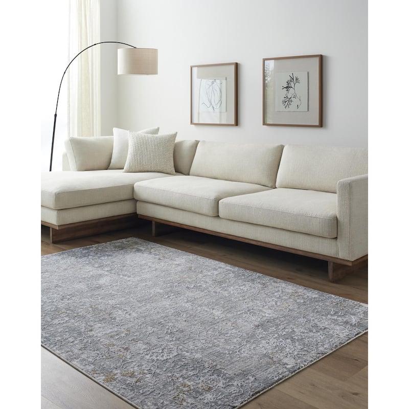 Field Mid-Century Modern Abstract Area Rug - 7' 10" x 10' 3" - Medium Gray/Gray/White/Light Slate/Mustard/Rust