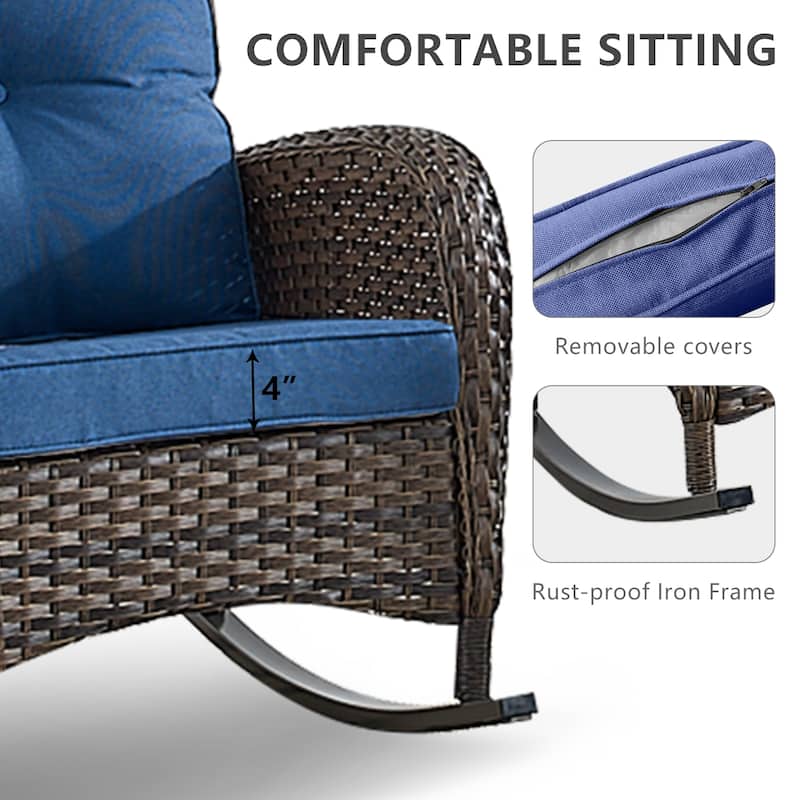 High Back Rocking Chair Outdoor with Cushion