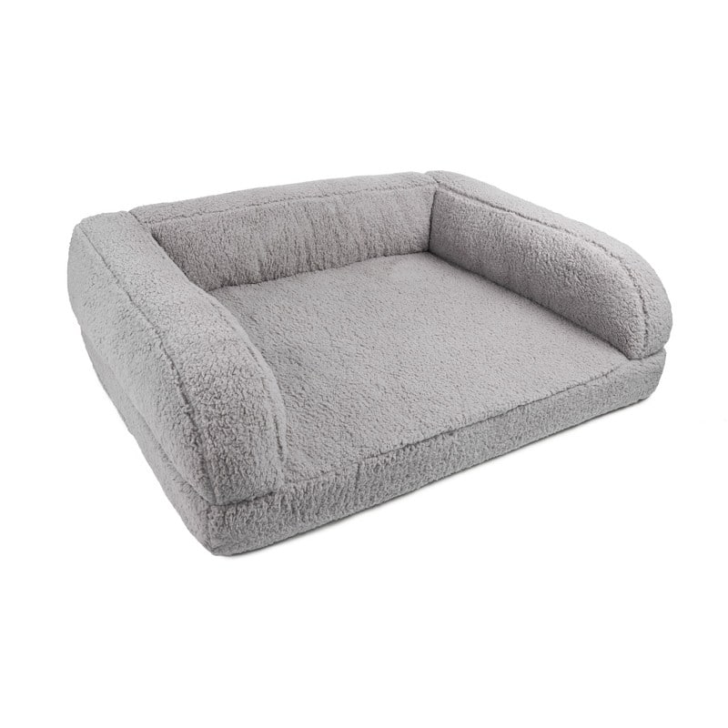 Sherry Kline Sherpa Couch 3-Sides Bumper Dog Bed - Grey - 26"x36"