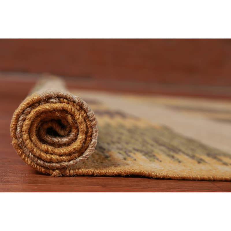 Hand Woven Oriental 100% Jute Carpet Southwestern Modern Multi-Colored Kilim Area Rug - 9' 5'' X 8' 5''