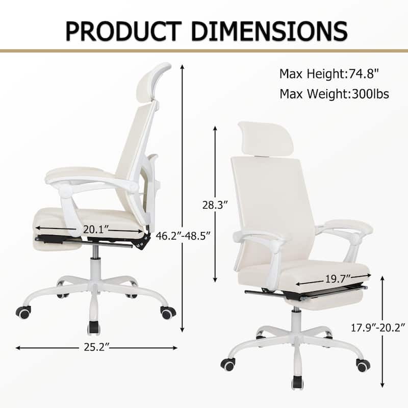 Office Chair With Foot Rest Ergonomic Swivel Mesh Task Office Chair