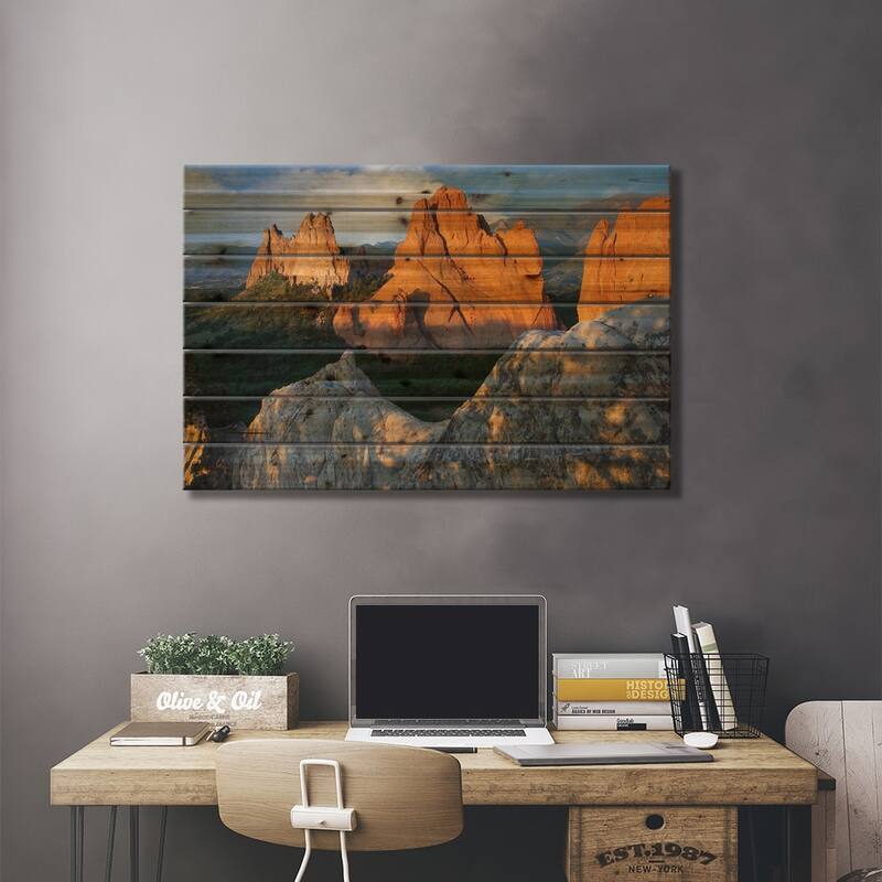 Gray Rock And South Gateway Rock, Conglomerate Sandstone Formations, Colorado Springs,Colorado I Print On Wood by Tim Fitzharris