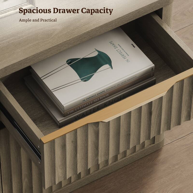Versatile Retro Nightstand 3 Drawers Wavy Design