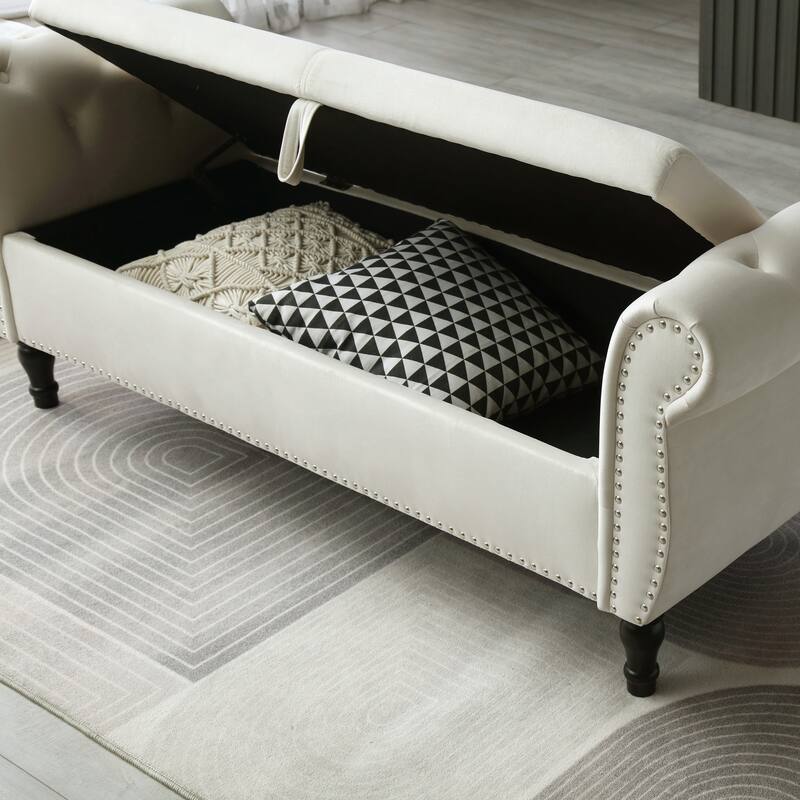 63" Storage Rectangular Sofa Stool