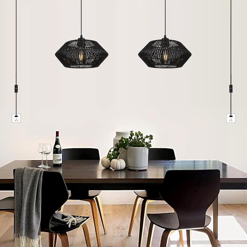 1-light Classic Semi Flush Mount Chandelier, Single Drum Pendant Light for Dining Room Living Room Bedroom Kitchen