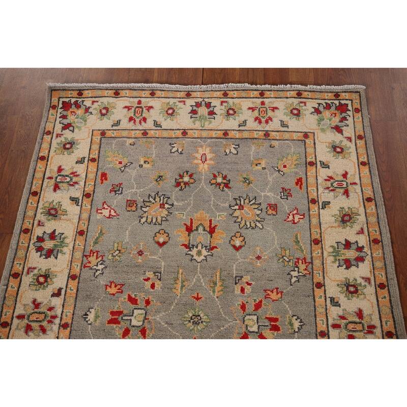 Floral Oushak Oriental Accent Rug Hand-Knotted Wool Carpet - 3'6" x 4'9"
